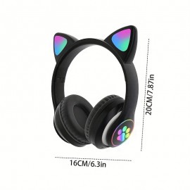 Head-Mounted Wireless Headset Explosive Spot LED Luminous Cat Claw Cat Ear Wireless Headset