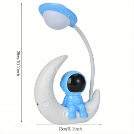 1pc Wireless USB Rechargeable Astronaut Moon LED Desk Lamp For Home And Bedroom Decoration - Soft Lighting For Reading, Work, And Relaxation