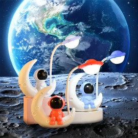 1pc Wireless USB Rechargeable Astronaut Moon LED Desk Lamp For Home And Bedroom Decoration - Soft Lighting For Reading, Work, And Relaxation