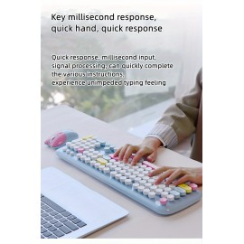1 Set Cartoon Cute Wireless Keyboard & Mouse For Girls Office Computer High-looking Retro