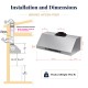 48 Inch Under Cabinet Range Hood 1400CFM 6-Speed DC Motor Baffle Filter Stainless Steel Kitchen Hood