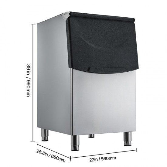 Ice Storage Bin - 250LBS Capacity Stainless Steel Ice Storage with Water Filter, Adjustable Anti-Slip Rubber Feet & 8-Hour Insulation, Ideal for Restaurants, Hotels & Beverage Shops