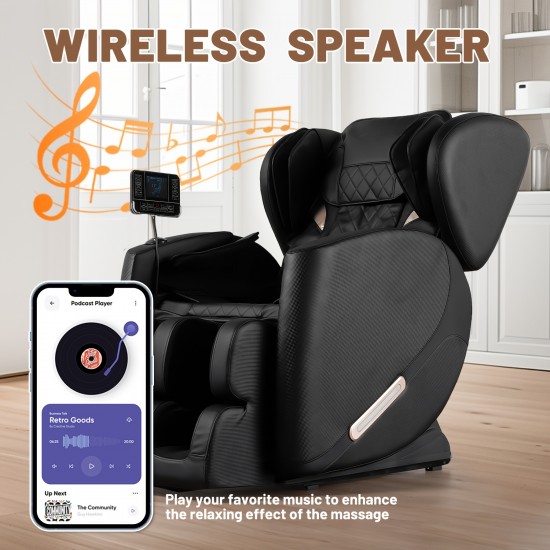 Zero Gravity Full Body Massage Chair Recliner with Heating, Airbags, Wireless Speaker, Foot Roller, And Touch Screen