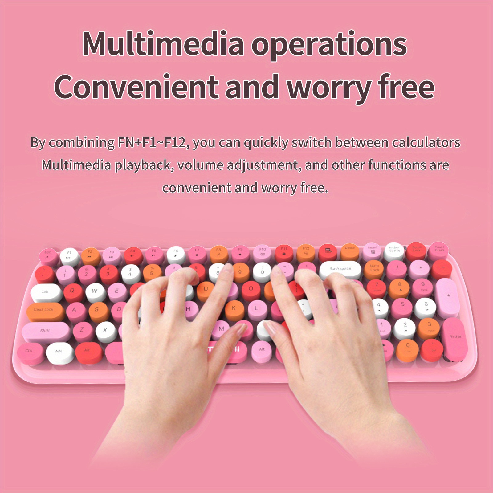 cofii candy xr wireless round keycap keyboard mouse set details 7
